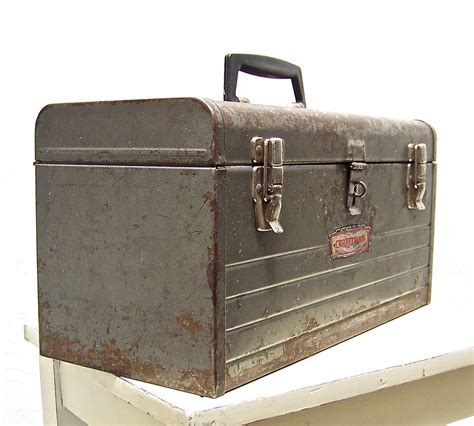 Vintage Small Metal Tool Box for sale 